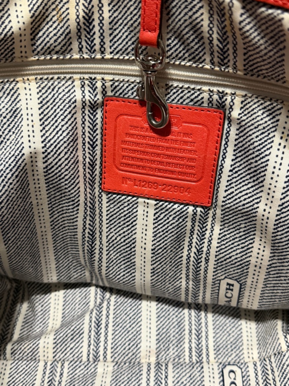 Coach Raffia Straw Tote Bag with Red & Orange Leather Trim Purse - Picture 10 of 15
